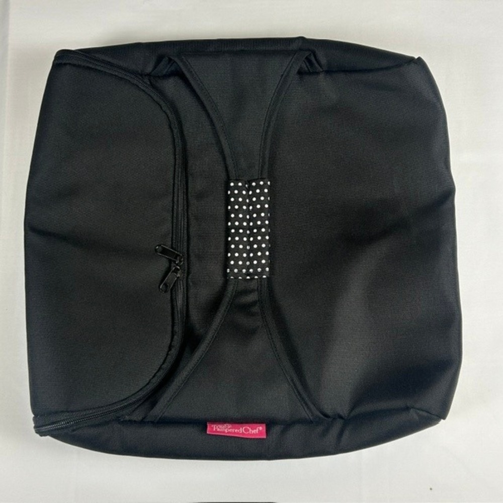 Pampered Chef Insulated Casserole Carrier Black Polka Dot Thermal Bag